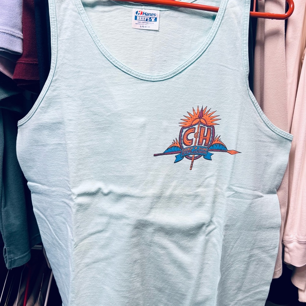 Vintage 80s Hanes Aqua Hawaii Style Tank Top